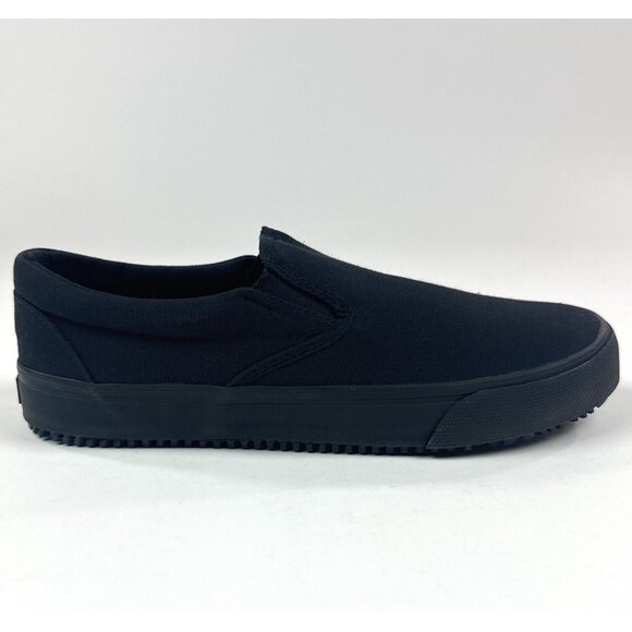 Skechers Delvee Slip Resistant Womens Black Slip On Canvas Work Shoes Sneakers - Picture 1 of 10
